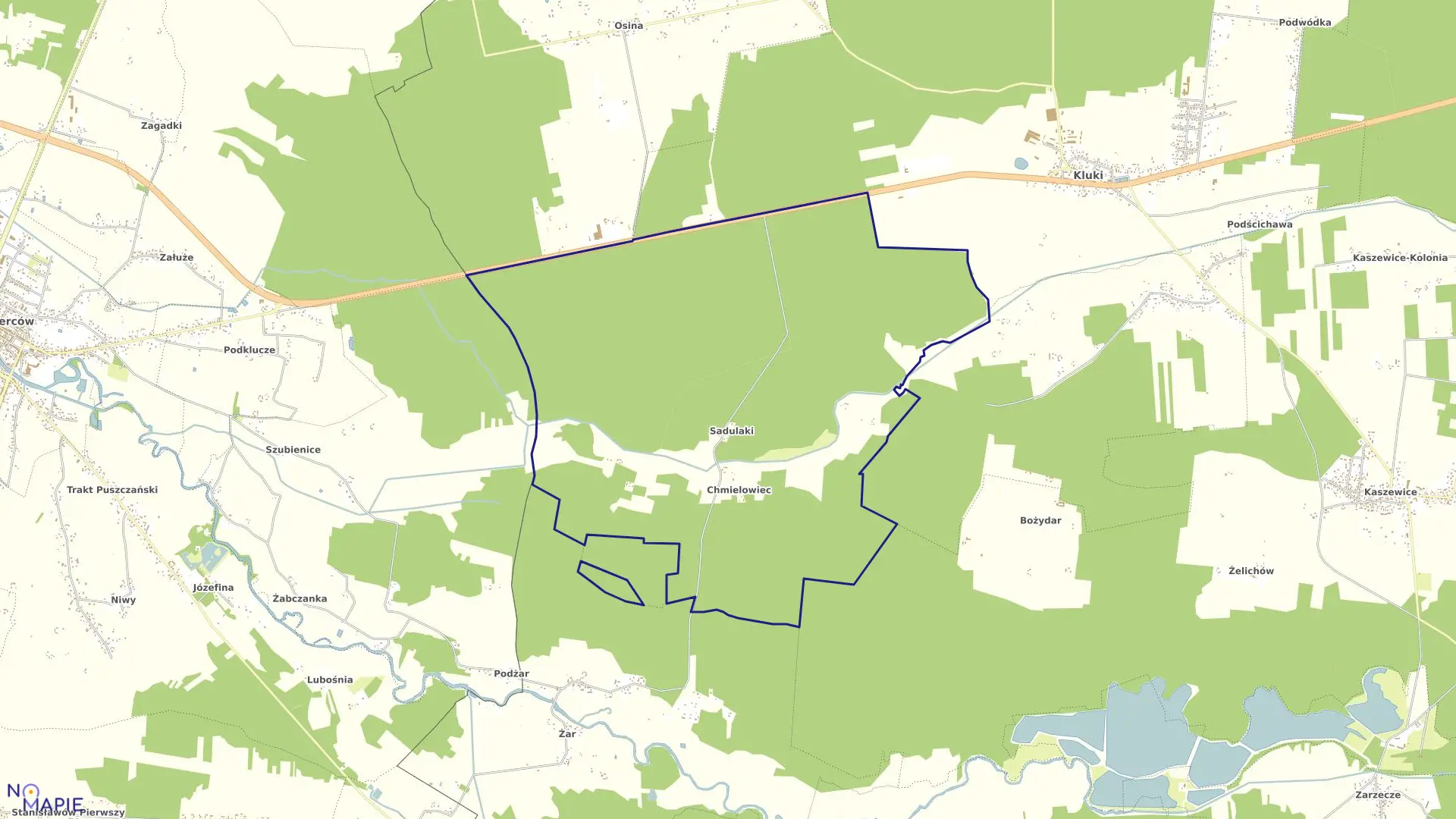 Mapa obrębu CHMIELOWIEC-SADULAKI w gminie Kluki