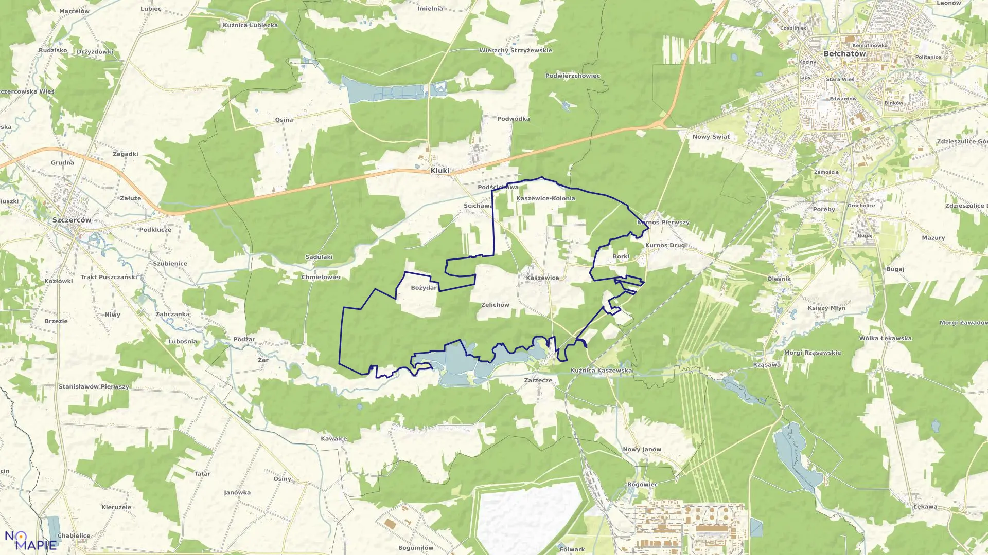 Mapa obrębu KASZEWICE w gminie Kluki