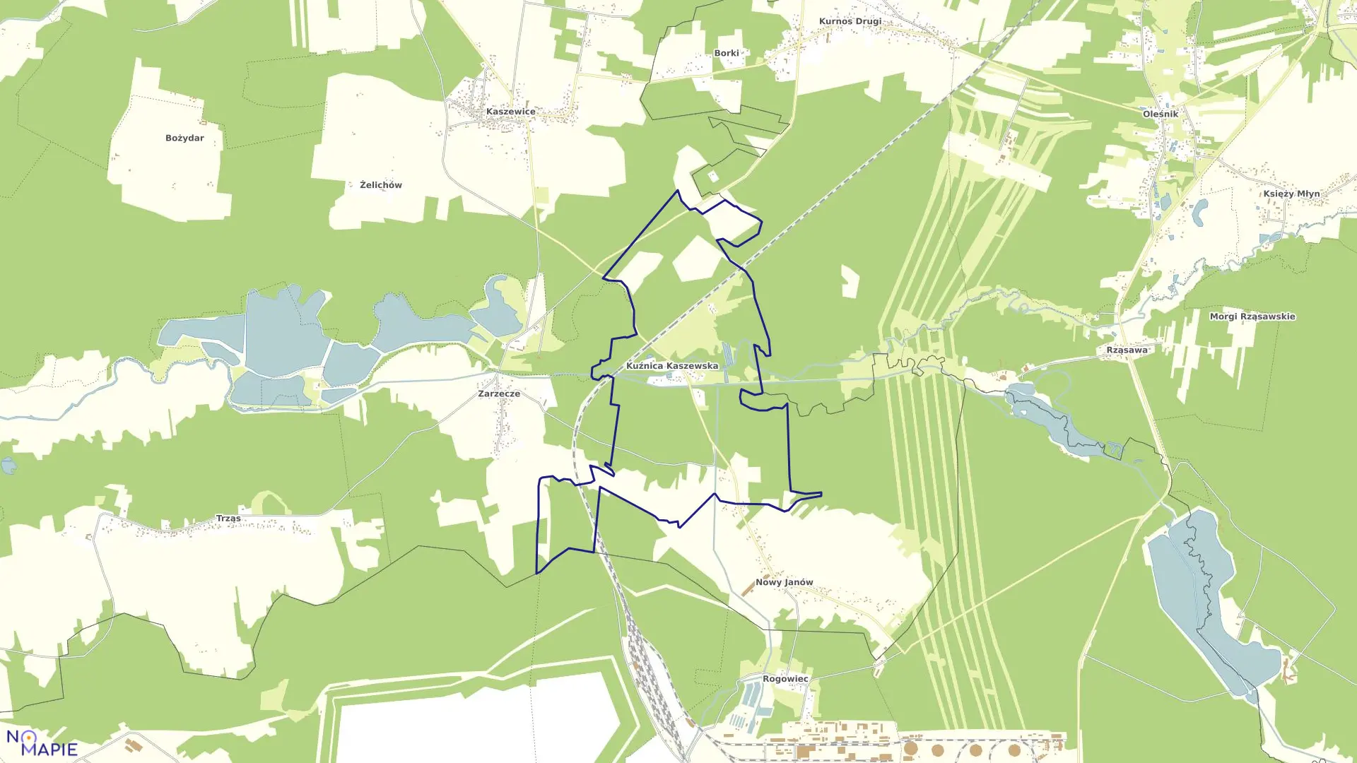 Mapa obrębu KUŹNICA KASZEWSKA w gminie Kluki