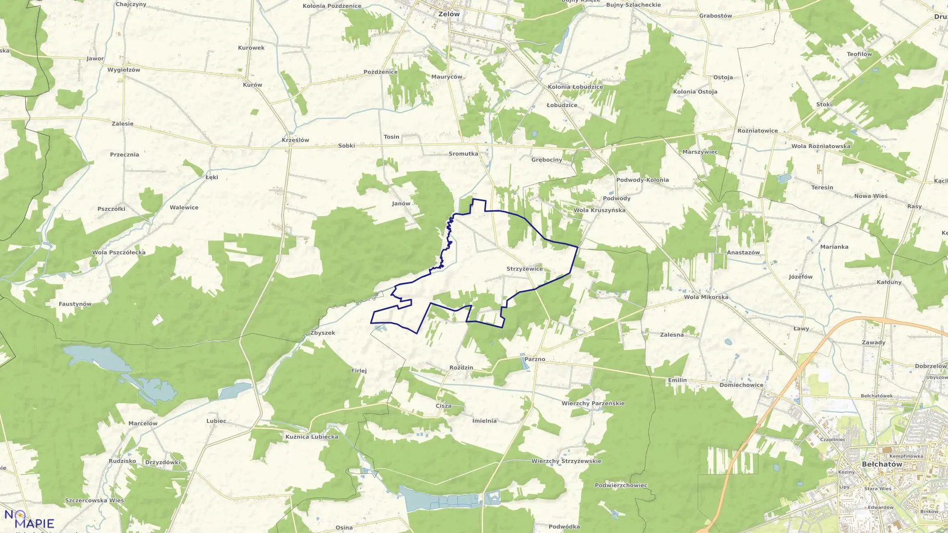 Mapa obrębu STRZYŻEWICE w gminie Kluki